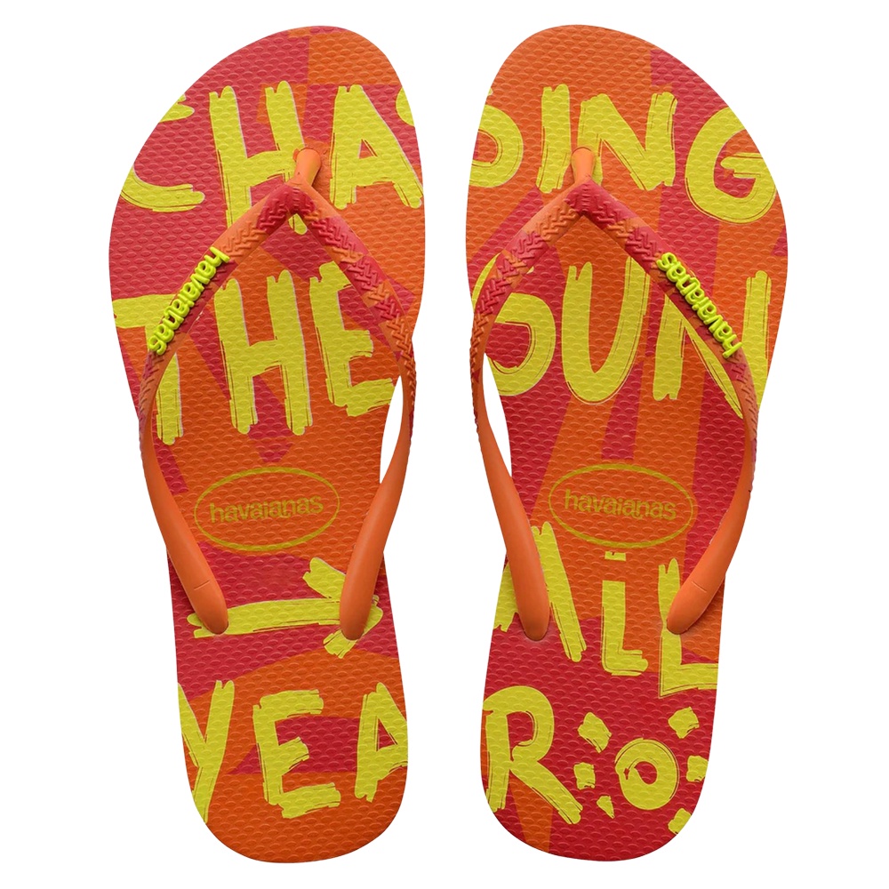 havaianas 哈瓦仕 女款 夾腳拖 Slim Summer 彩繪系列 橘 4144534-5735