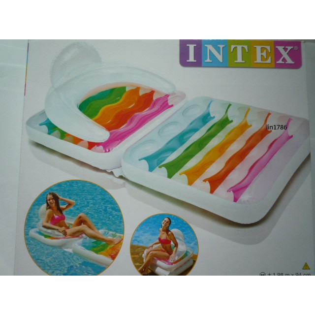 原廠INTEX 58847彩色摺疊沙發充氣浮排 成人玩水游 泳戲水 水上氣墊床 充氣浮床(免費檢修 瑕疵換新品)