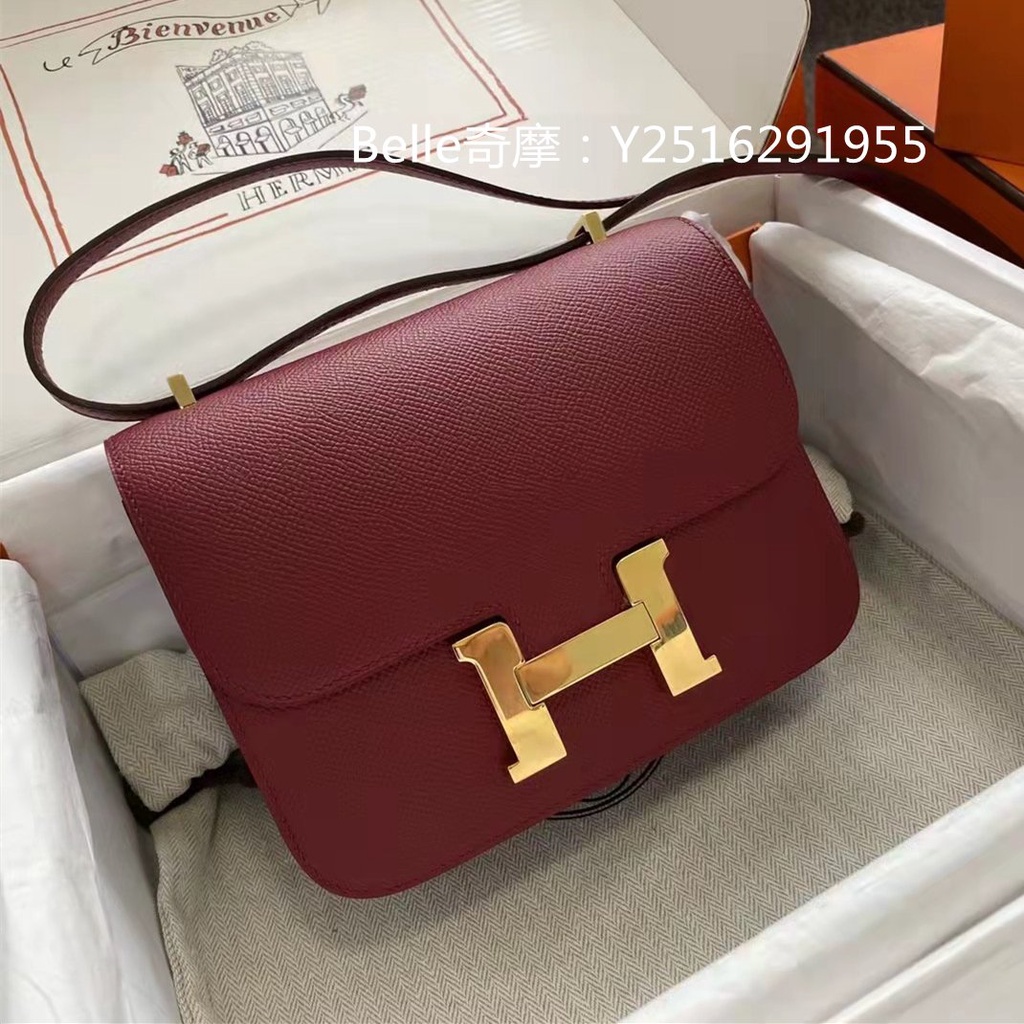 Belle HERMES 愛馬仕 石榴紅 mini 19cm Constance 康康包 金扣 肩背包 #8