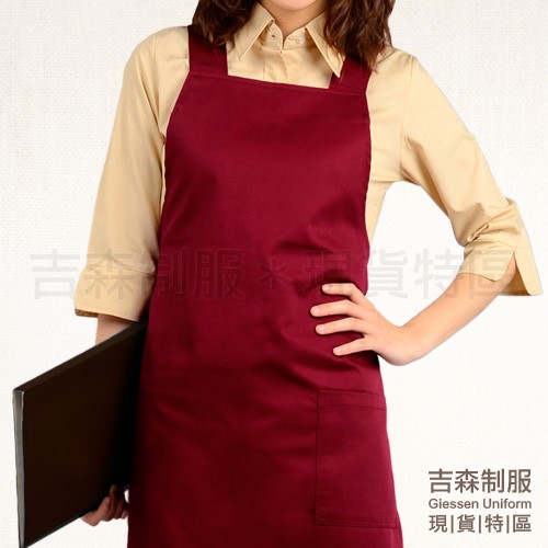 【2件入】背心圍裙-棗紅 V26019 餐廳制服 團體制服 廚師服 圍裙 便宜 快餐 便當店 咖啡廳 家用圍裙