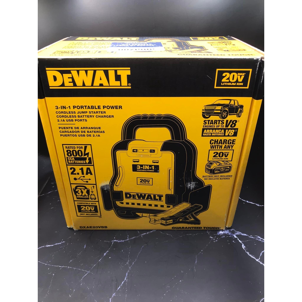 Dewalt得偉 20V DXAE20VBB 12V電瓶救援用快速啟動器(單機)(USB 2.1A*2)