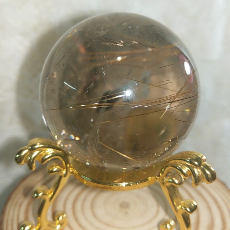 鈦晶球/4.3cm/附贈金色球座/讓藏品天然原石