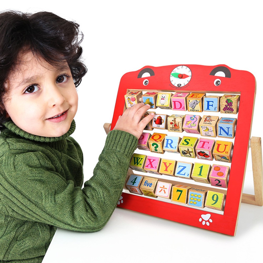 【兒童玩教具系列】木製 英文字母+數字翻版學習架