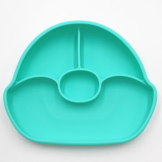 Farandole Mat分格不翻盤禮盒附專用禮袋 藍綠防滑餐盤 [現貨] 台灣製造最安心矽膠防滑學習餐盤 吸盤碗