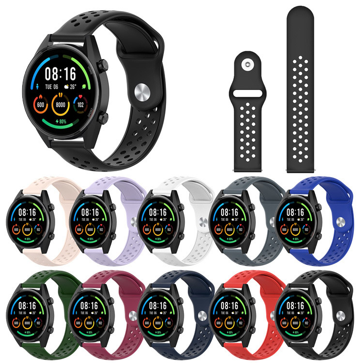 AMAZFIT 智慧運動手錶 2 替換 錶帶 腕帶 純色 矽膠 22mm 洞洞 透氣 更換 硅膠