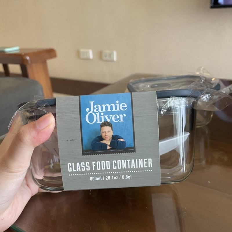 全新 Jamie Oliver方形耐熱玻璃保鮮盒/便當盒/微波盒800ml(中）/470ml（小）