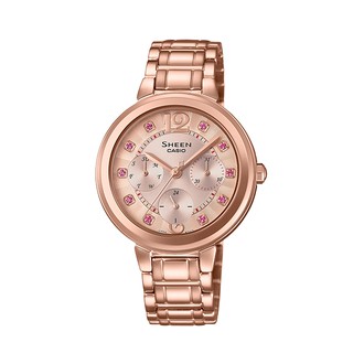 SHEEN 華麗之美水晶時刻玫瑰金腕錶(SHE-3048PG-4B)/粉紅鑽34mm