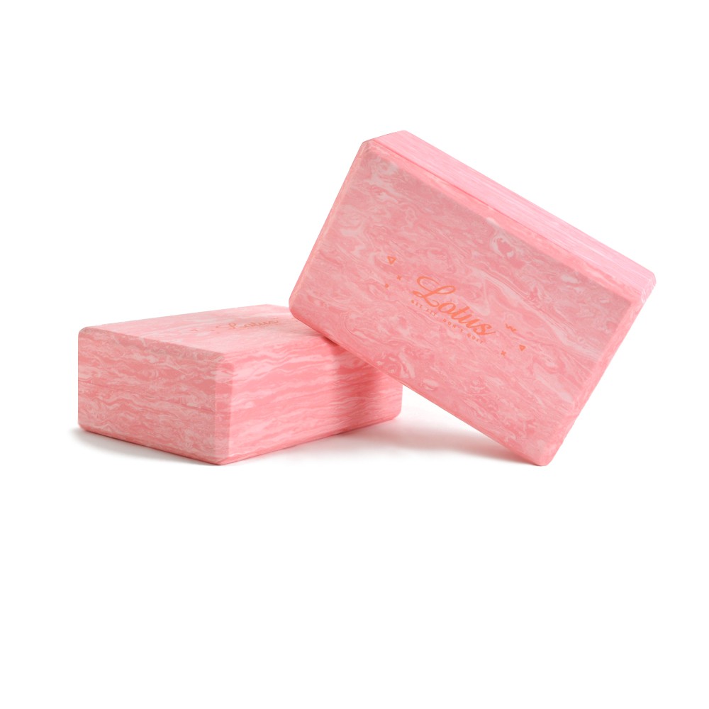 【LOTUS】台灣製造 粉色大理石紋高密度EVA瑜珈磚35D 2入組