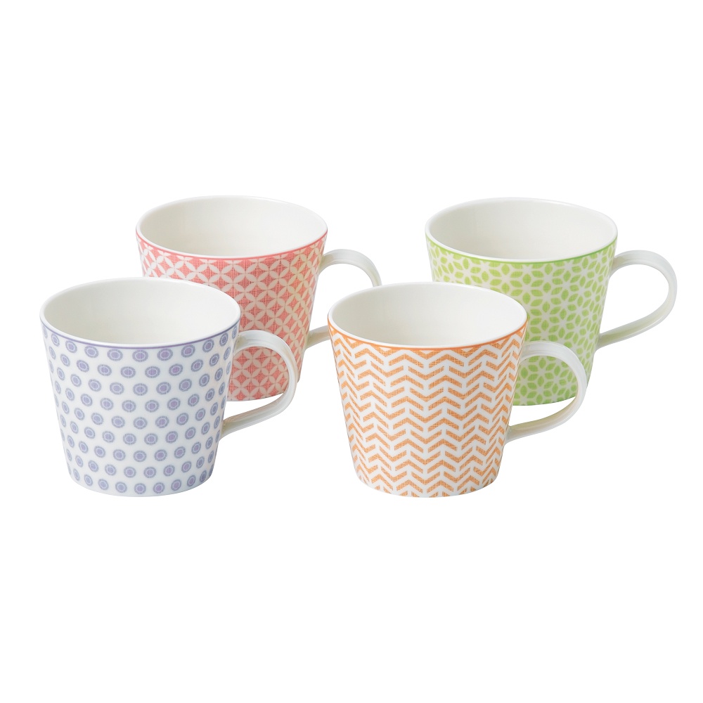 【英國Royal Doulton】皇家道爾頓 Pastels北歐復刻馬克杯4件組400ml-粉彩四重奏《拾光玻璃》