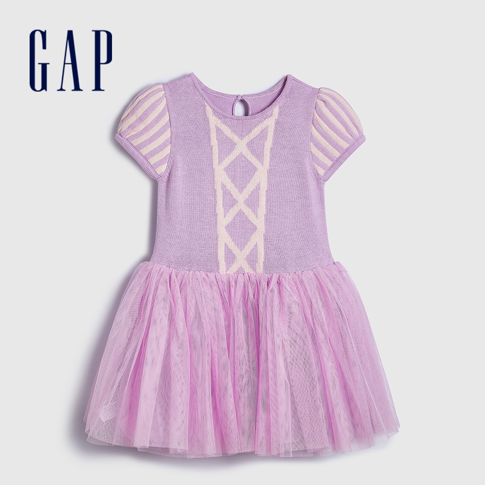 Gap 嬰兒裝 Gap x Disney迪士尼聯名 公主短袖洋裝-紫色(871002)