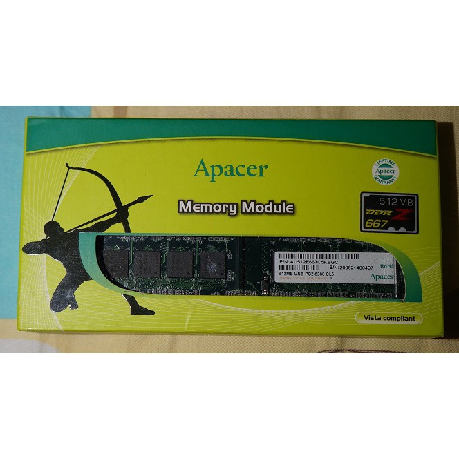 【全新未拆】Apacer 宇瞻記憶體 DDR2 667 512MB/桌上型用 大清倉