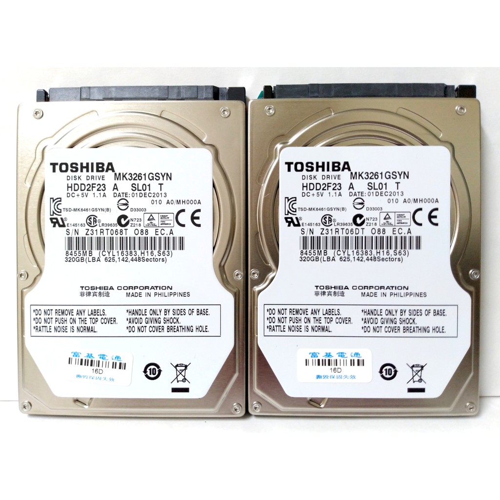 東芝  Toshiba 320G 近全新 2.5吋 筆電硬碟 隨身碟
