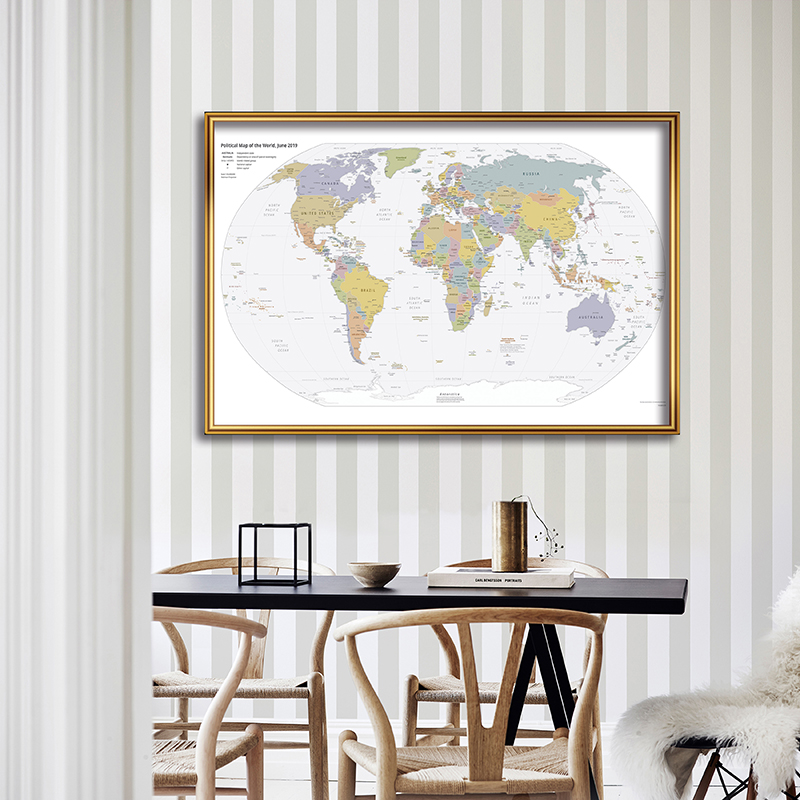 Possbay 世界地圖 - 大型掛圖地圖海報背景布印刷品適用於客廳辦公室臥室家居牆壁裝飾