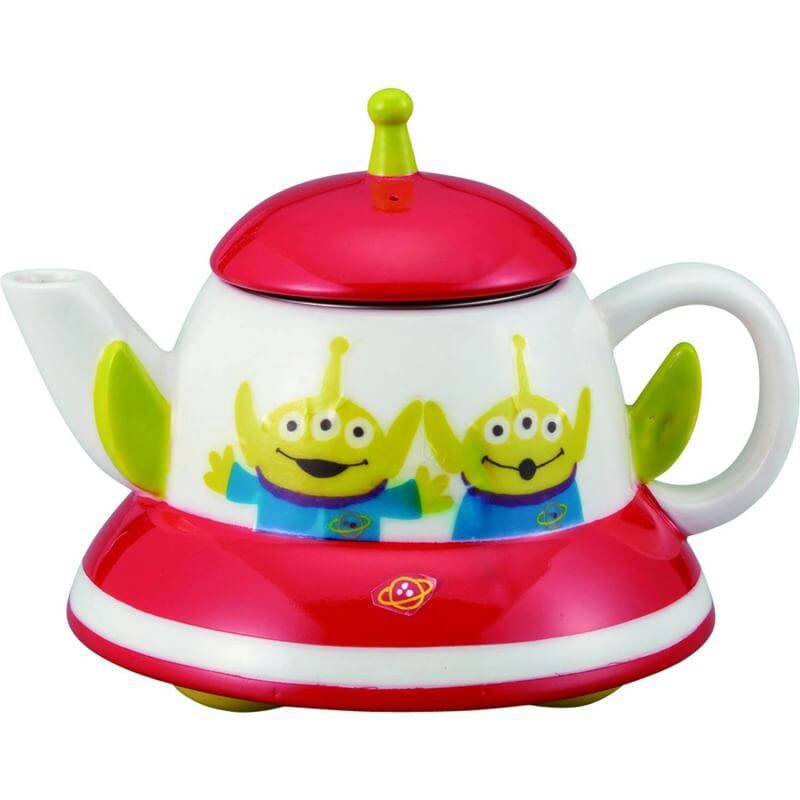 花見雜貨~日本進口全新正版迪士尼玩具總動員Alien三眼怪外星人立體飛碟太空船造型陶瓷茶壺