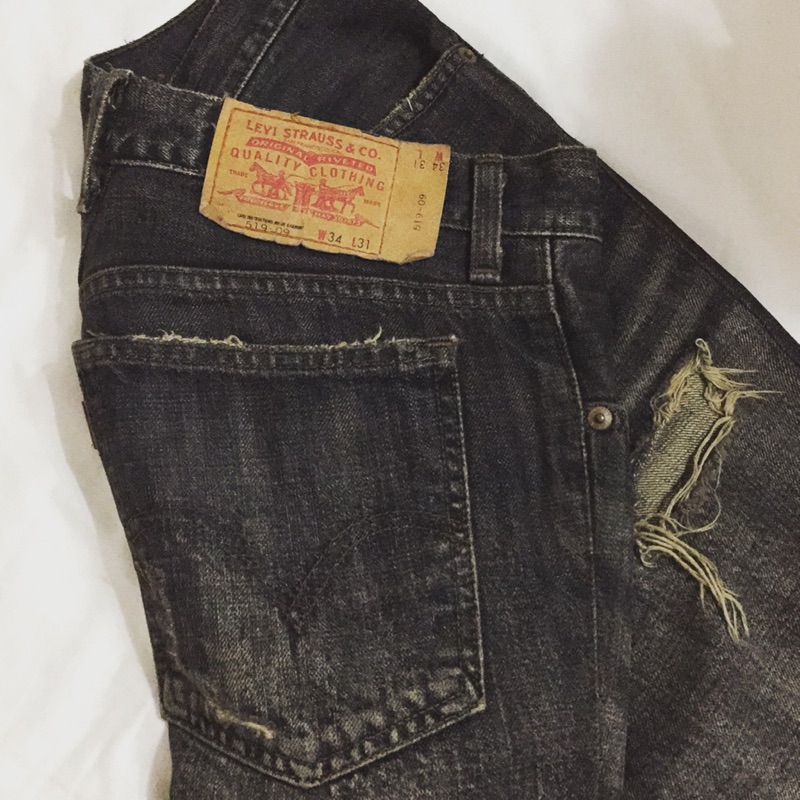 👖LEVI'S X BEAMS 日本製木村著用水洗刷破黑鬼抓牛仔褲 519-09👖