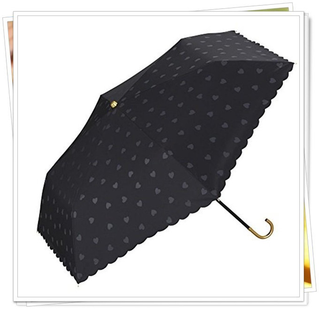 WPC 晴雨傘 折傘 抗UV  遮光 超輕量 拐扙頭 奶爸商城 愛心 黑色下標區 101215