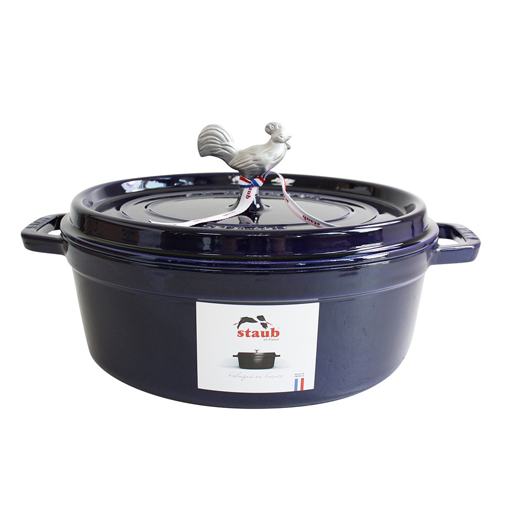 【Staub】31cm鑄鐵 橢圓公雞鍋5.75QT-深藍