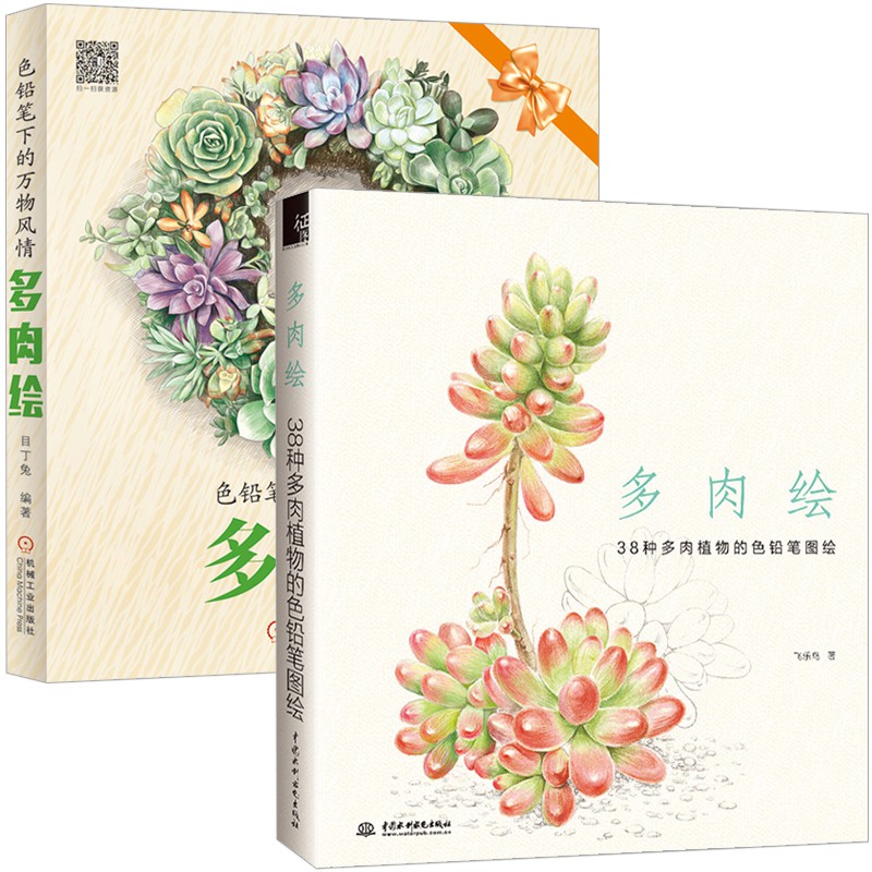 墨淵 多肉繪38種多肉植物的色鉛筆圖繪 色鉛筆下的萬物風情多肉繪全2冊飛樂鳥彩色鉛筆繪畫技法入門自學零基礎教程書