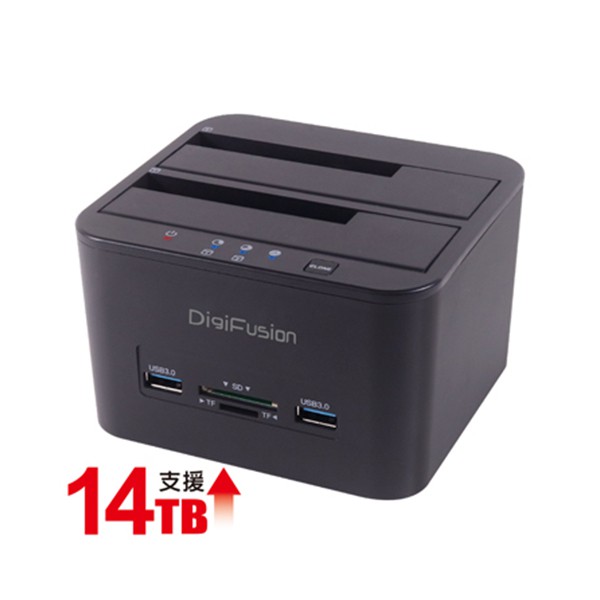 伽利略 CRU-015 USB3.1 Gen1 2.5"/3.5"雙SATA SSD硬碟拷貝機+HUB+讀卡機