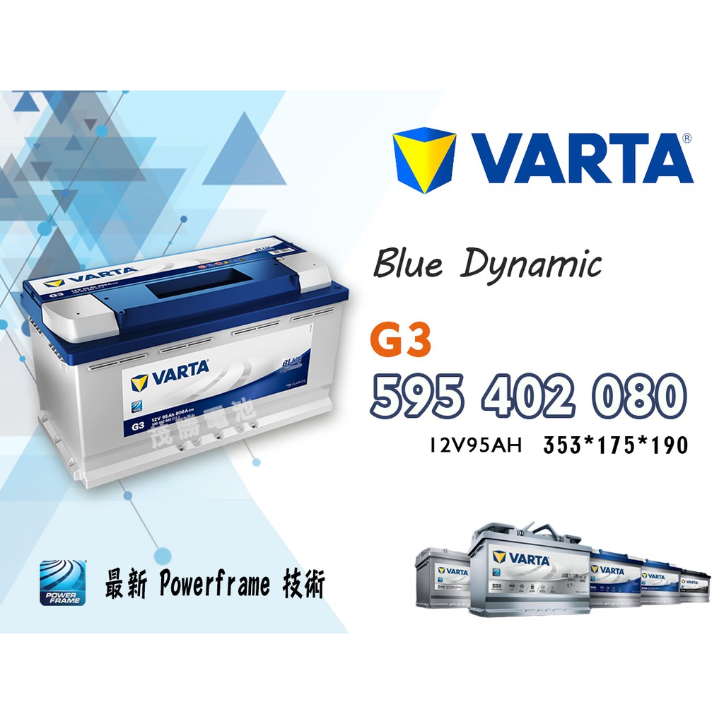 【茂勝電池】VARTA 華達 G3 595402080 進口 德國製 歐規 電瓶(同 60044 LN5) 可自取
