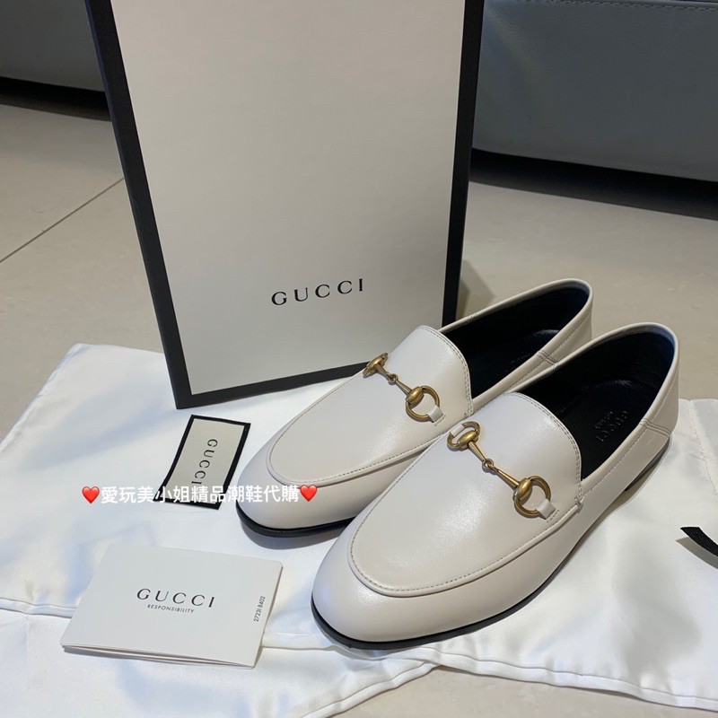 Gucci 熱賣款白色金釦樂福鞋可踩跟簡單百搭懶人必備單品 蝦皮購物