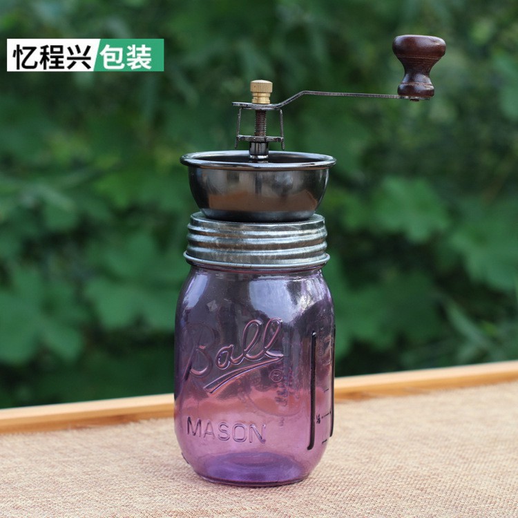 【現貨免運】復古玻璃 手搖磨豆機 mason jar咖啡磨 家用迷你磨豆機 研磨器 精緻生活 極致享受