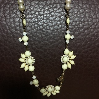 日本品牌珍珠蛋白石及不透鵝黃色寶石項鍊