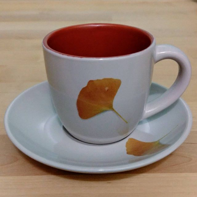FISCHER Switzerland 瑞士 銀杏 陶瓷咖啡杯盤組 小茶杯 水杯