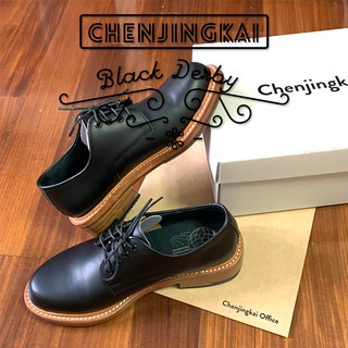 chenjingkai office陳敬凱 黑色 德比鞋 皮鞋 牛津鞋 綁帶 半訂製 MTO 霧面 皮底 木根 沿條