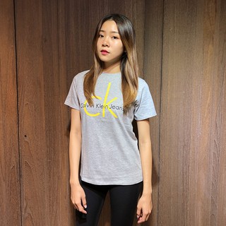 美國百分百【全新真品】Calvin Klein 短袖 T恤 CK 短T 經典logo T-shirt 女 灰色 H661