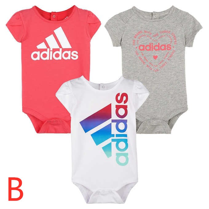 9M/18M 現貨💓E&amp;I Lin美國NY代購💓Adidas愛迪達 嬰兒Baby 純棉 包屁衣 (三件一組)