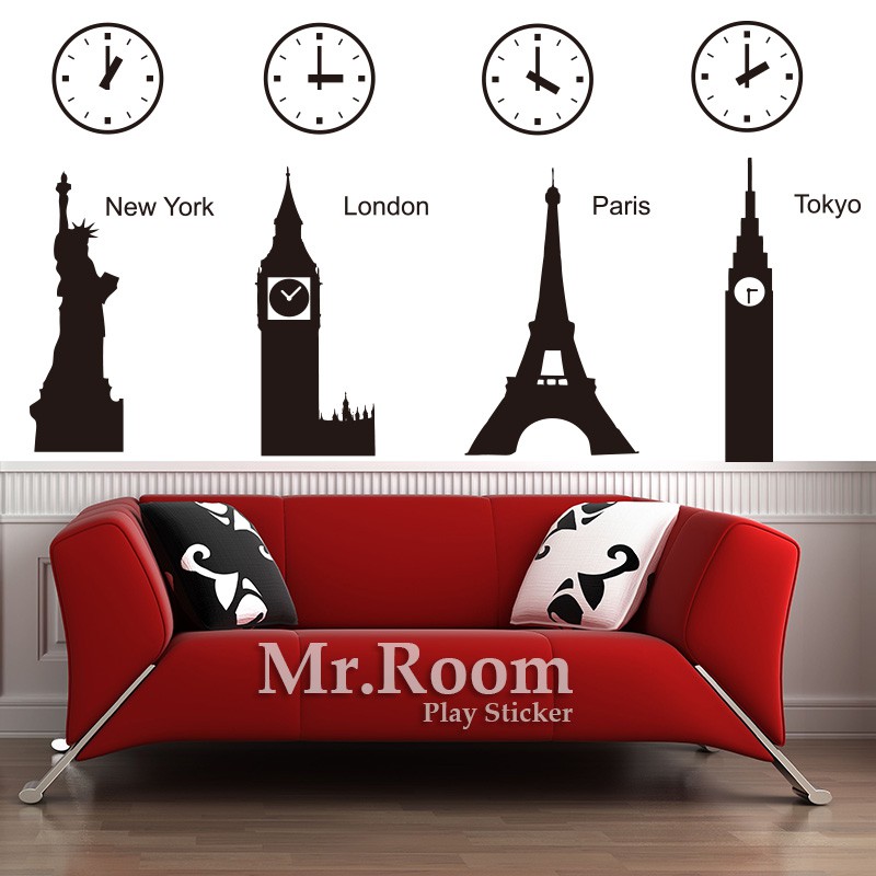 ☆ Mr.Room 空間先生創意 壁貼 世界之旅 (CT057) 時鐘 自由女神 大笨鐘 巴黎鐵塔 東京 電腦割字