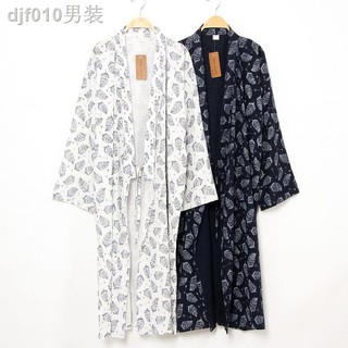 精品熱賣 日式和風睡袍 男士全棉春秋浴袍 薄款純棉和服 寬松系帶長款夏季浴衣