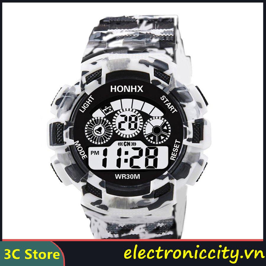 『ELE-3C』HONHX電子男士手錶LED數字日期星期鬧鐘防水軍錶