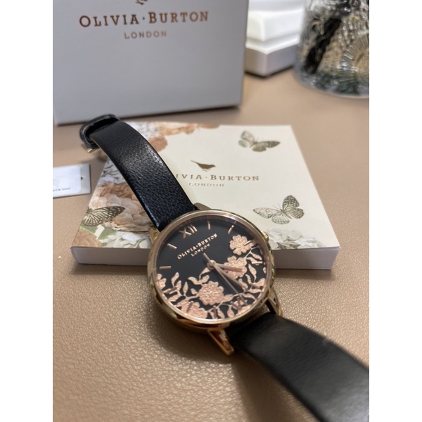 Olivia Burton London 玫瑰金皮革女錶/二手