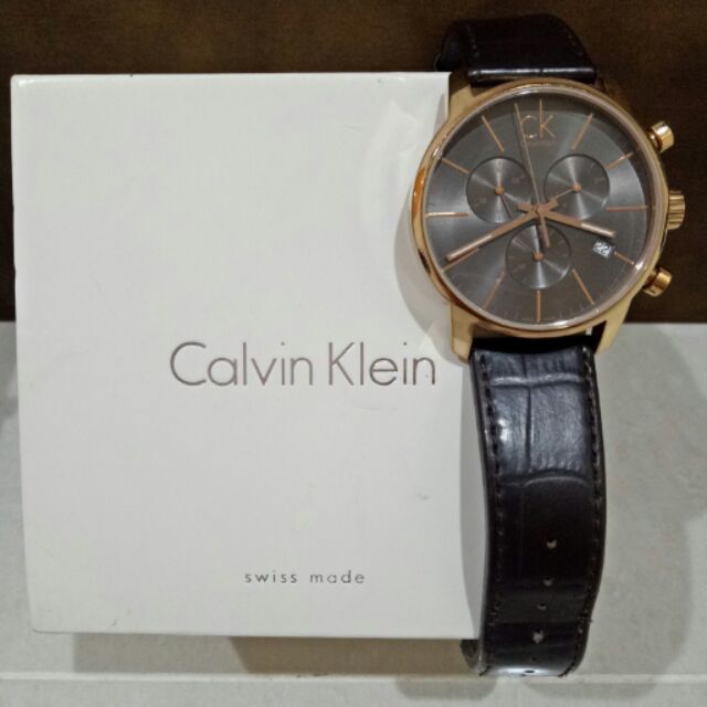 CK 玫瑰金 三眼 手錶 Calvin Klein 二手 K2G276G3 男錶 女錶