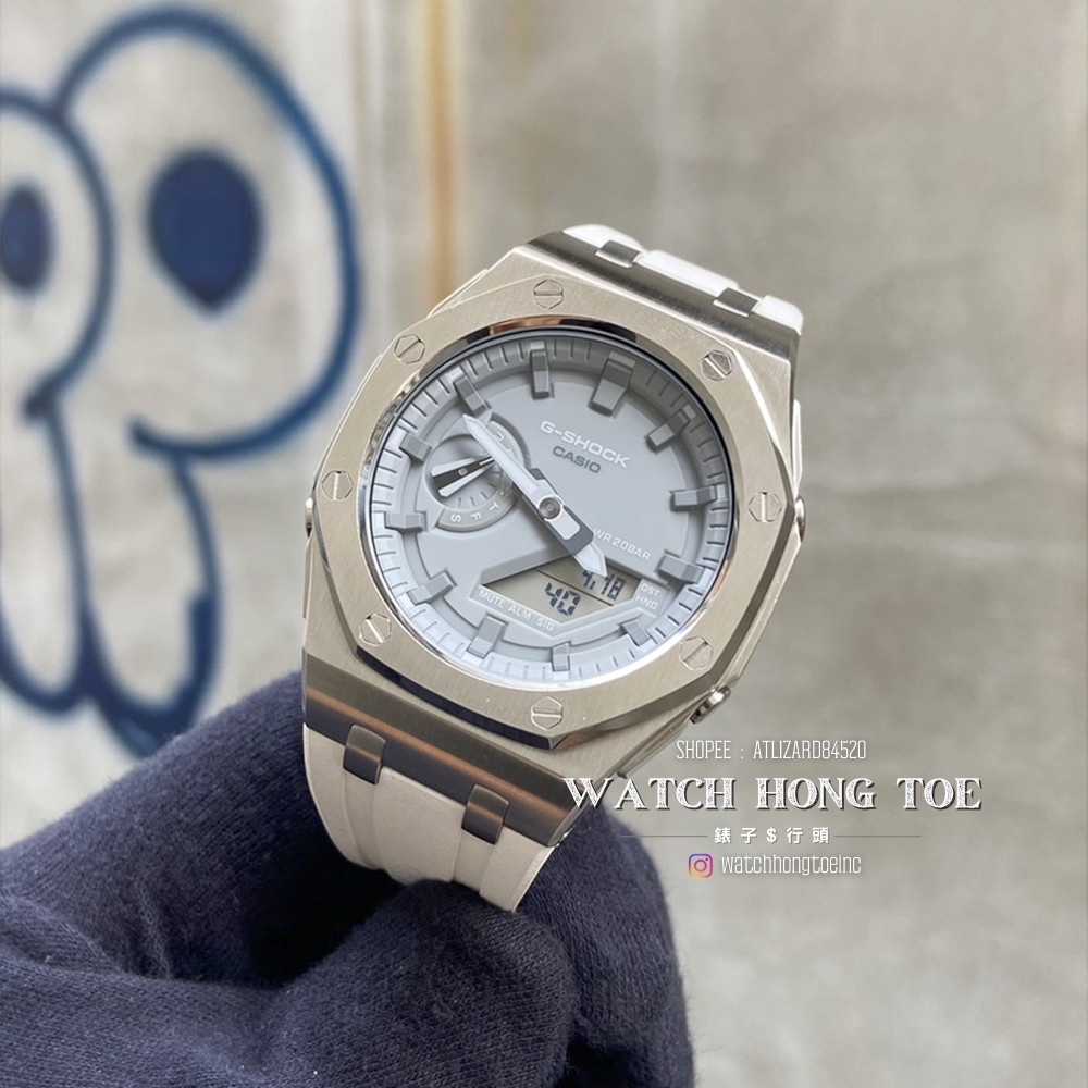 []錶子$行頭[] G-SHOCK "改裝成品" 農家橡樹離岸型 質感 水泥灰 白膠帶 GA-2110HT-8A