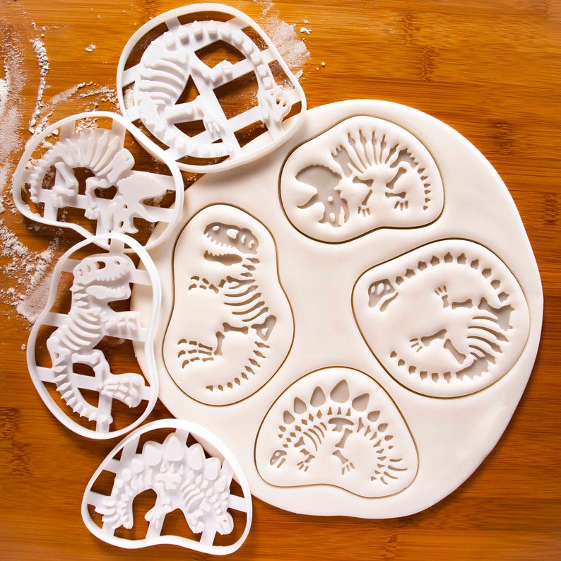 臺灣出貨 現貨  新款塑膠恐龍化石餅乾磨具白色烘焙工具侏羅紀恐龍餅乾模具（滋）