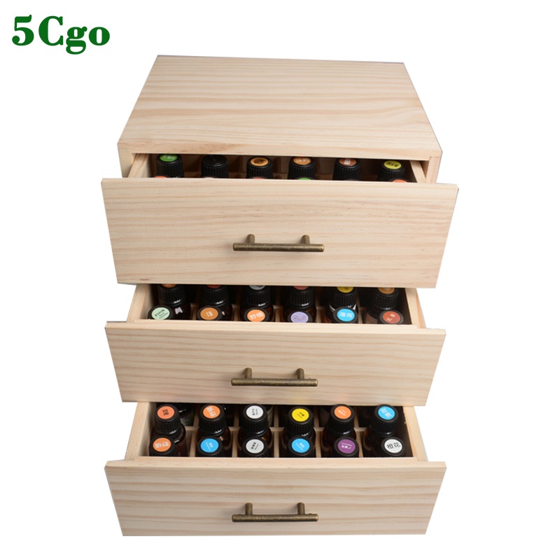 5Cgo【樂趣購】精油收納盒大號實木盒子三層90格抽屜櫃多特瑞分裝瓶整理箱t656201104030