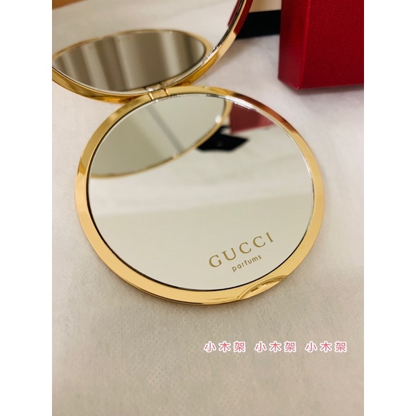 （現貨）歐洲專櫃Gucci 金色小圓化妝鏡 隨身鏡 鏡子