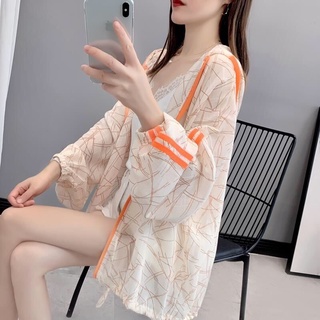 🚀臺灣出貨🚀大碼防曬服女夏款新款韓版寬松連帽長袖開衫雪紡薄外套潮