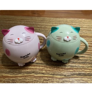 貓咪情侶馬克杯（粉紅、綠色）