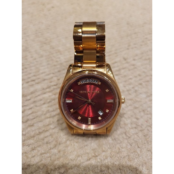 【二手】【八成新】Michael Kors MK6103 不銹鋼 玫瑰金 紅色錶盤