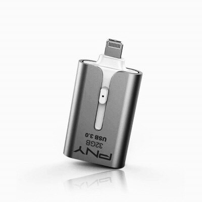PNY 32G DUO-LINK 2.0 Apple手機平板專用 ios OTG隨身碟(銀灰)
