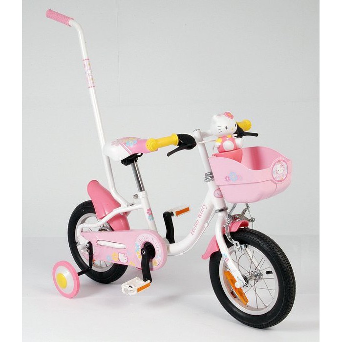 正版Holle Kitty造型12吋豪華親子腳踏車/三用可推可騎可滑步-台灣製造/絕版品