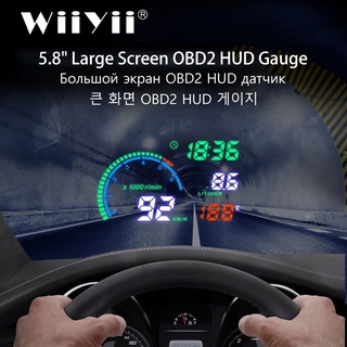 全新 i9 HUD 抬頭顯示器 Auto OBD2 車速投影儀 KMH MPH 車速表檢測器油耗報警器