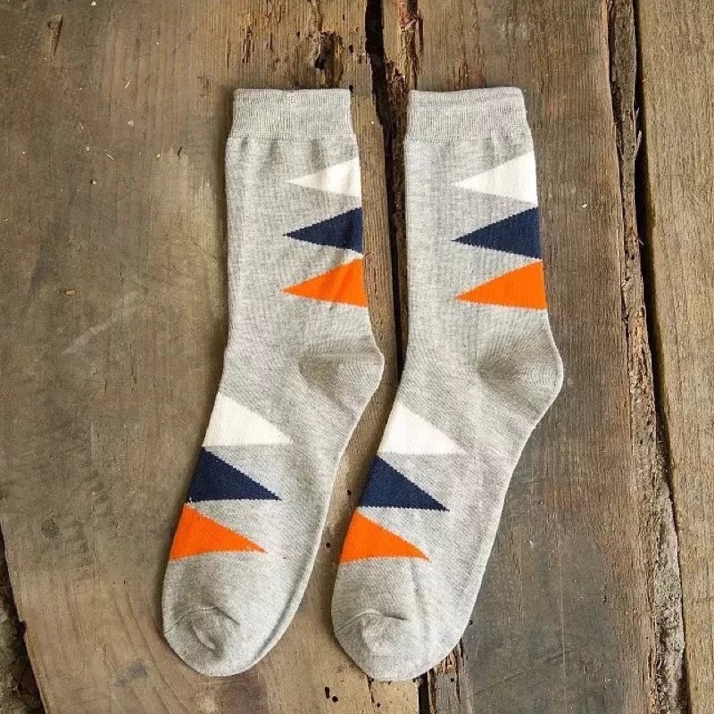 👍復古 英倫風 幾何圖形 短靴襪 簡約 男士 中長筒襪 純棉 秋冬潮襪