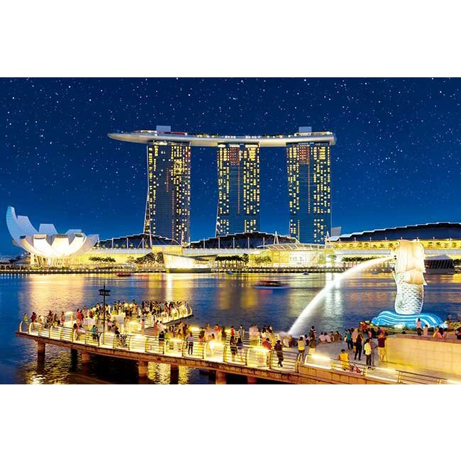 【日本進口】1000片拼圖 世界風景 新加坡星夜 夜光 1000-818