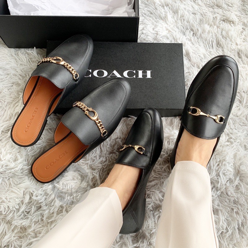 👻現貨🇺🇸 Coach 真皮樂福鞋 包鞋 拖鞋 穆勒鞋 馬車 C字 loafer 正品 皮鞋 鞋子 女生 雙C