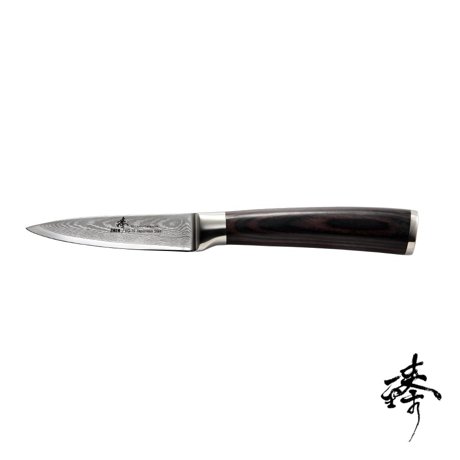 《Zhen 臻》85mm(VG10)鋼 水果刀(削皮刀、小刀) - 黑檀木柄 ~ 日本進口67層大馬士革鋼